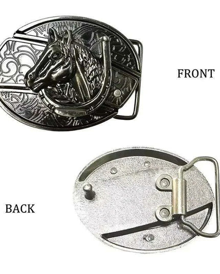 Retro Punk Cowboy Style Metal Buckle Belt for Men - Customizable Fit with Unique Embossed Detailing