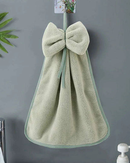 Elegant Bowknot Coral Velvet Hand Towels - Chic and Functional Home Essentials