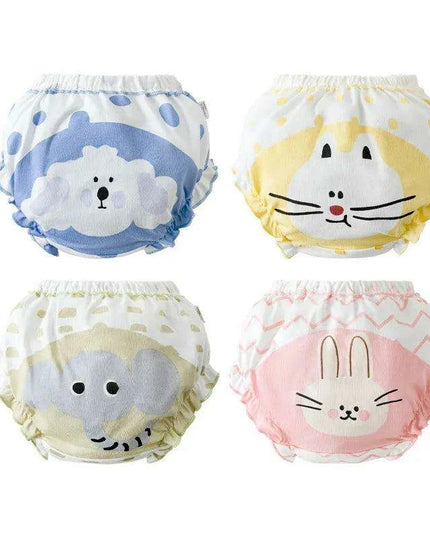 4-Pack Soft Cotton Cartoon Underwear for Baby Girls, Breathable Kids Panties for Ages 1.5-5 Years