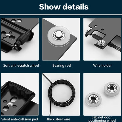Invisible Butterfly Pocket Door Slide Hardware — 7 Track Lengths
