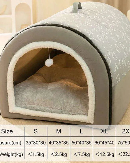 Winter Cozy Cave Bed for Pets - Snuggle Spot for Cats and Dogs