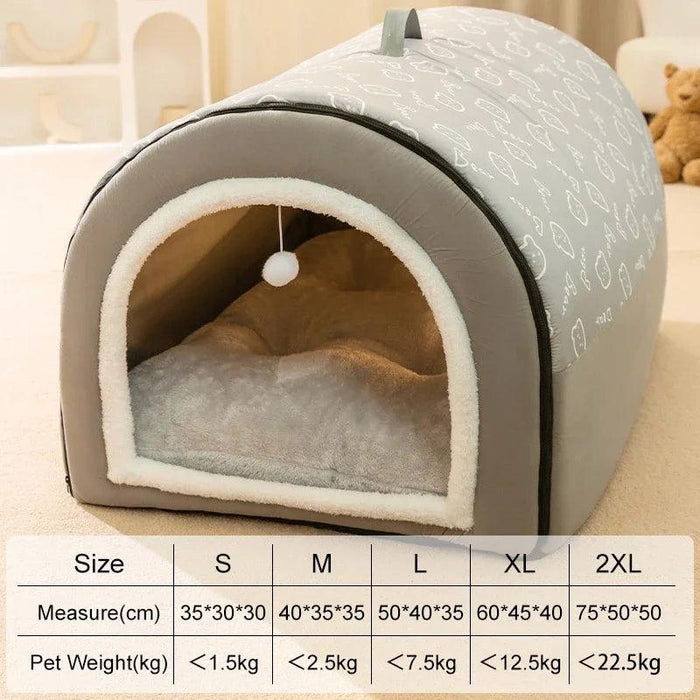 Winter Cozy Cave Bed for Pets - Snuggle Spot for Cats and Dogs