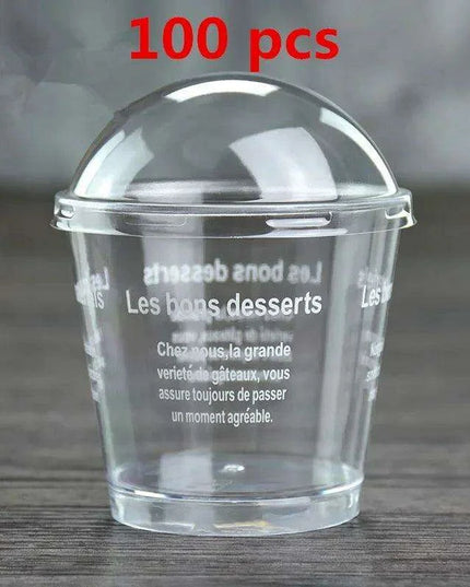 Elegant Clear Dessert Cup Collection with Lids and Scoops - Perfect for Ice Cream, Yogurt, and Mousse