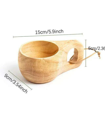 Artisan Acacia Wood Adventure Mug with Stylish Rope Handle - Your Unique Outdoor Drinkware