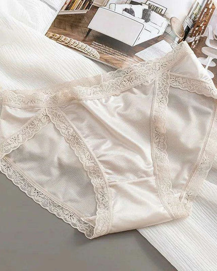 Luxury Lace & Silk Seamless Women's Breathable Briefs - Soft Mesh Panties for Ultimate Comfort
