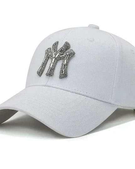 Diamond-Embellished Cotton Baseball Cap with Adjustable Fit