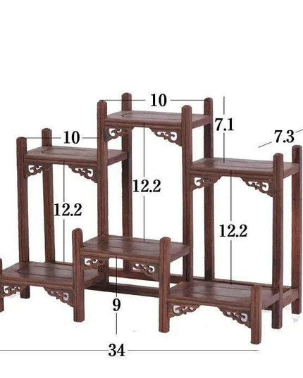 Handcrafted Wooden Display Stand for the Traditional Kung Fu Tea Ceremony