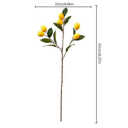 Artificial Lemon Branch — Handmade Faux Fruit Stem, 67 cm