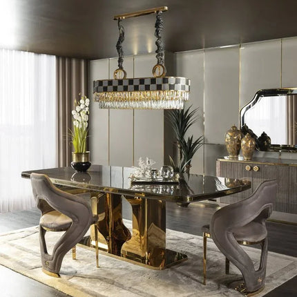 Comfort Haven Luxury Marble Top Dining Table Set for 10-12 Seats