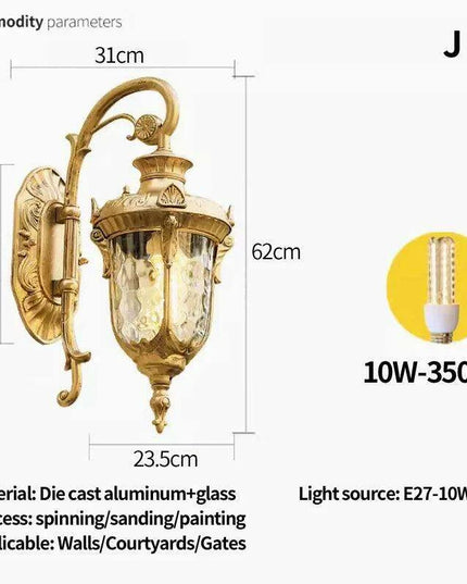 Elegant Waterproof Outdoor Wall Lantern for European-Style Gardens and Patios