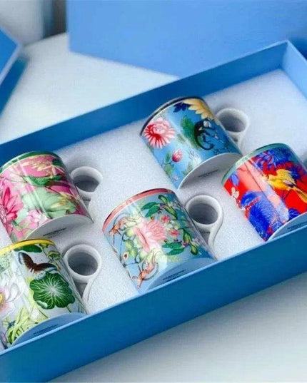 Exquisite Spring European Bone China Coffee Cup Set - Luxurious Serveware Collection