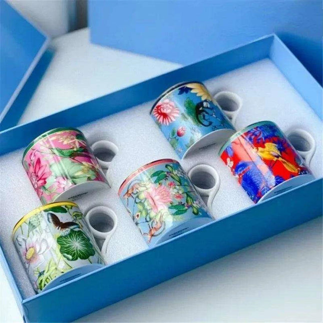 Exquisite Spring European Bone China Coffee Cup Set - Luxurious Serveware Collection