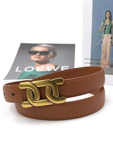 Chic Women's Leather Waist Belt with Modern Buckle Design | Fashionable Korean Trend