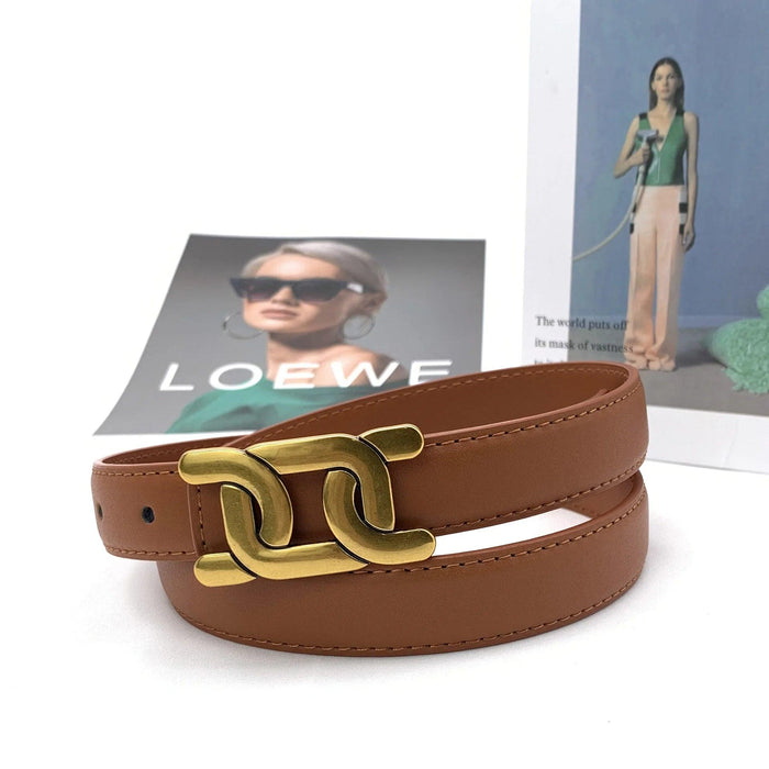 Ladies Smooth Buckle Leather Belt | Versatile Korean Fashion Statement