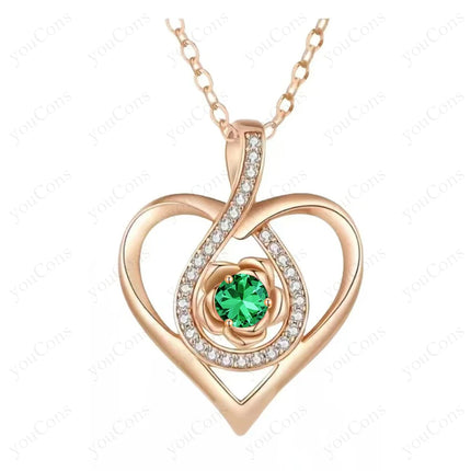 Birthstone Heart Pendant Necklace — Personalised Fine Jewellery Gift for Her