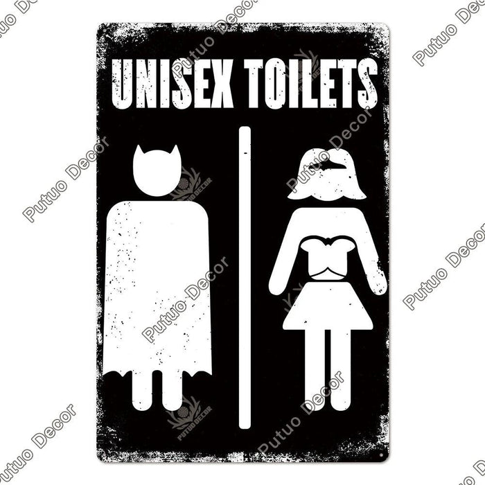 Quirky Retro Toilet Metal Wall Art for Vintage Bathroom Decor