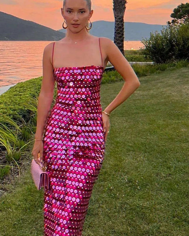 Dazzling Irregular Hem Beaded Summer Dress for Bold Women