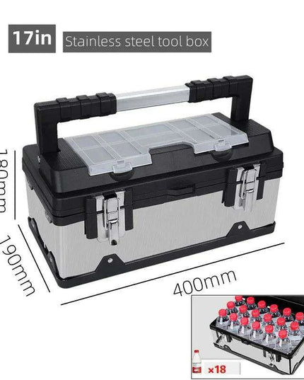 Elite Stainless Steel Toolbox with Dual Secure Storage and Innovative Security Features