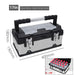 Portable Stainless Steel Toolbox with Dual Storage and High Capacity Design