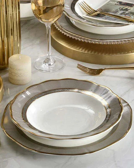 Luxury Bone-Inspired Outdoor Dining Set with Elegant Ceramic Tableware