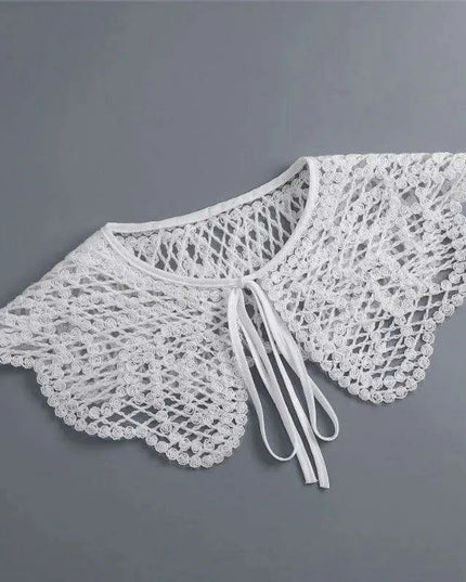 Embroidered Lace Detachable Collar for Women - Elegant White Shawl Accessory