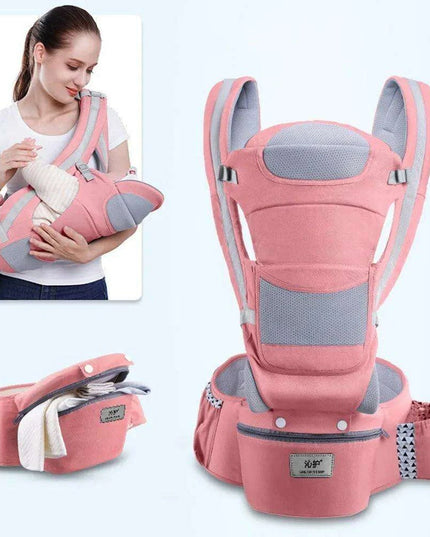Multifunctional Ergonomic Baby Carrier with Hipseat and Kangaroo Wrap for Infants and Toddlers
