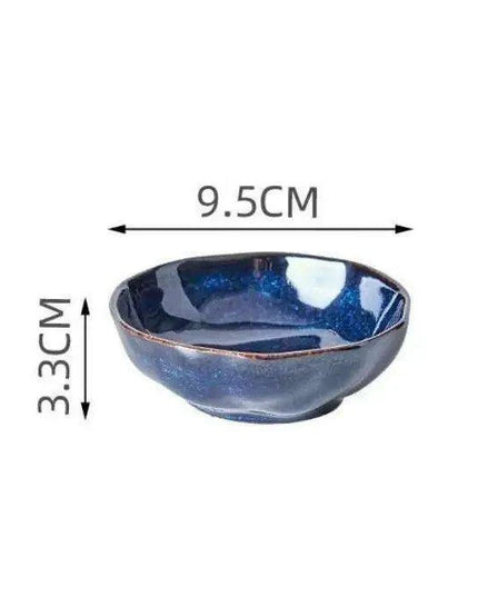 Elegant Nordic Blue Stoneware Dining Set - Safe for Microwave and Dishwasher