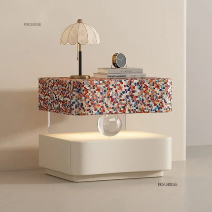Italian Creative Design Luxury Bedside Table Solid Wood Cream Suspended Night Stand Modern Bedroom Furniture High End Cabinet italian-creative-design-luxury-bedside-table-solid-wood-cream-suspended-night-stand-modern-bedroom-furniture-high-end-cabinet