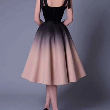 Chic Bowtie Halter Top and Pleated Ombre Skirt Summer Party Dress