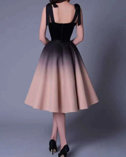 Chic Bowtie Halter Top and Pleated Ombre Skirt Summer Party Dress