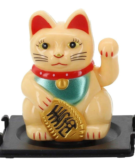 Solar-Powered Lucky Cat Figurine for Abundance and Good Fortune