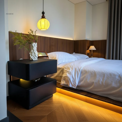 Italian Creative Design Luxury Bedside Table Solid Wood Cream Suspended Night Stand Modern Bedroom Furniture High End Cabinet italian-creative-design-luxury-bedside-table-solid-wood-cream-suspended-night-stand-modern-bedroom-furniture-high-end-cabinet
