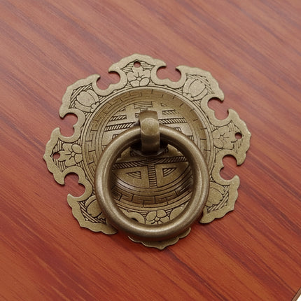 Brass No-Drill Drawer Pull Small Vintage Circle Ring Handle for Furnit