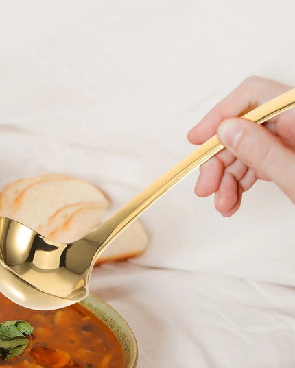 Stainless Steel Chef's Ladle with Long Handle - Ideal for Soup Serving and Cooking