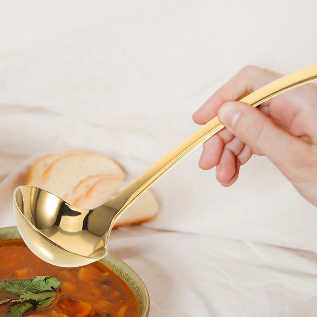 Stainless Steel Chef's Ladle with Long Handle - Ideal for Soup Serving and Cooking