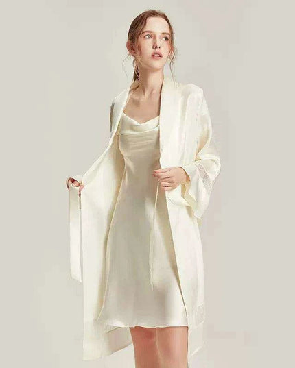 Silk Elegance Nightwear Set - Opulent Dress and Robe for Sophisticated Women