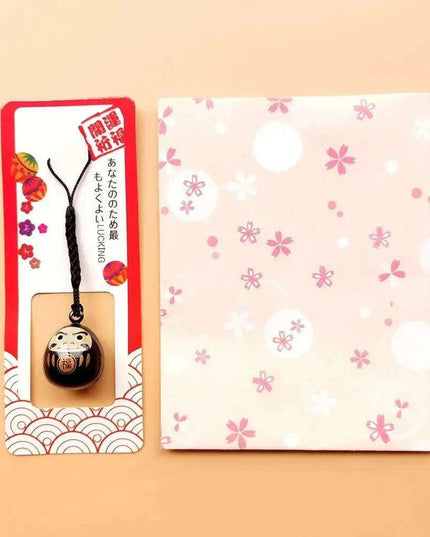 Abundance-Inviting Daruma Bell Lucky Cat Charm Keychain