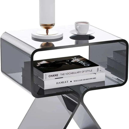 Sleek Black Acrylic Nightstand - Modern Design for Elegant Home Decor