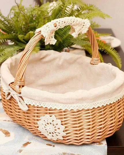 Eco-Chic Handcrafted Wicker Storage Basket with Washable Liner