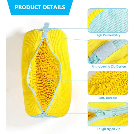 Shoe Washing Bag for Machine Wash — Chenille-Lined, Zip-Close
