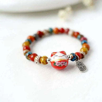 Lucky Cat Beaded Bracelet - Adjustable Harajuku Fashion Statement for Trendy Girls