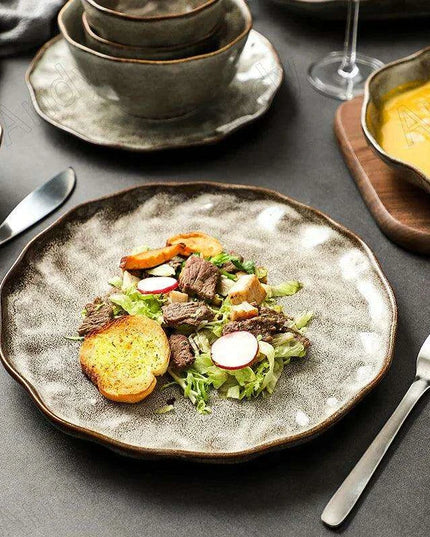 Artisan Hammered Ceramic Dish Set for Sophisticated Dining