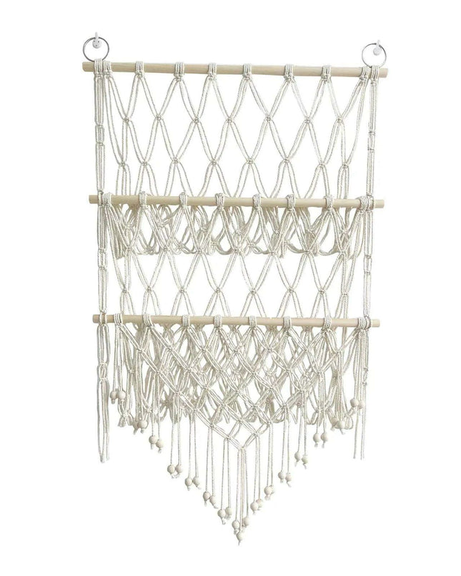 Stylish Bohemian Macrame Toy Storage Hammock with Chic Design