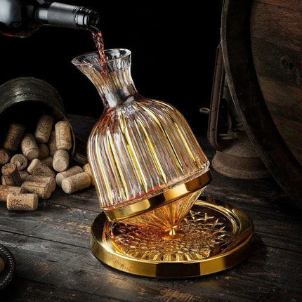 Elegant Rotating Crystal Wine Decanter Set for Optimal Aeration