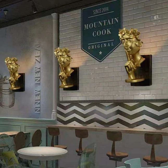 Nordic Girl Artistic LED Resin Wall Light - Vintage Home Accent