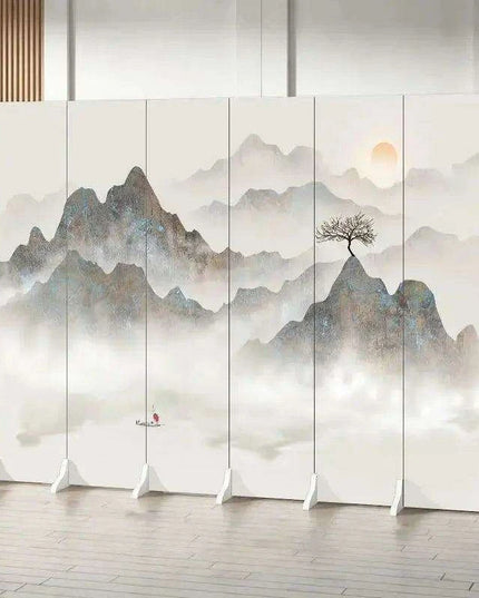 Versatile Mobile Folding Chinese Partition Screen for Hotels and Offices - Dual-Sided Conference Divider