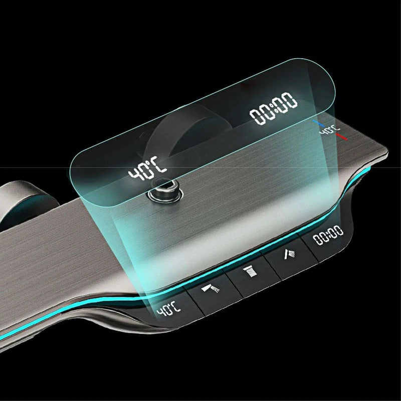 Elegant Gunmetal LED Shower System with Smart Temperature Management and Dual Control Features