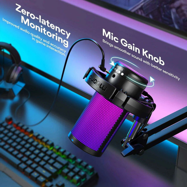 Elite RGB USB Gaming Microphone with Exceptional Clarity and Advanced Noise Cancellation