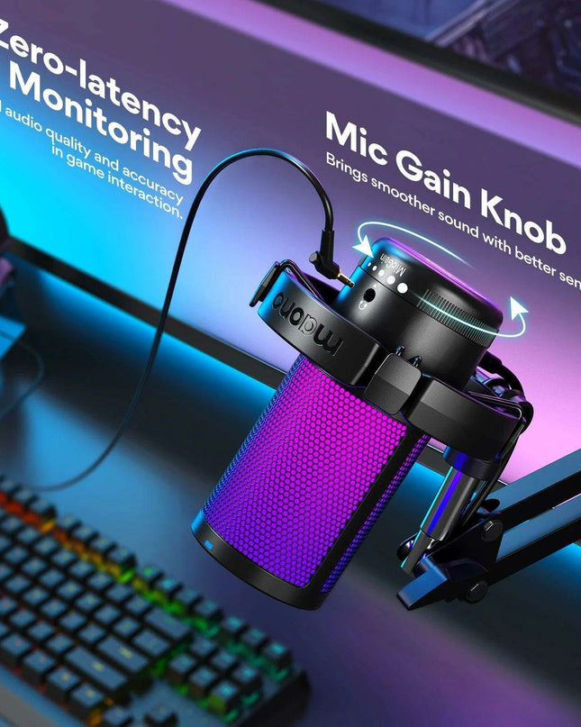 Elite RGB USB Gaming Microphone with Exceptional Clarity and Advanced Noise Cancellation