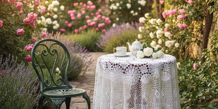 Nordic Lace Crochet Tablecloth — Elegant Pastoral Table Cover, Round